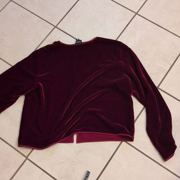 Eileen Fisher velvet jacket burgundy red size M - Picture 8 of 10